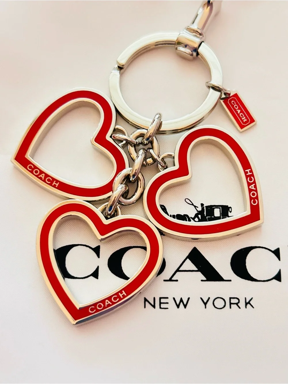 EXTREMELY RARE Coach Y2K Red Heart Keychain/ Bag Charm